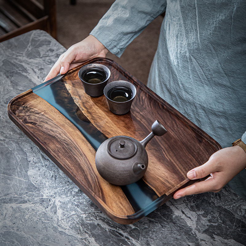 Black Walnut Resin Tea Tray