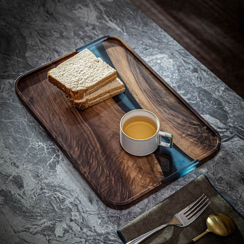 Black Walnut Resin Tea Tray - 图片 2